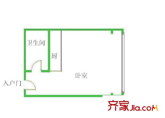 紫金数码户型图户型图 1室1厅1卫1厨