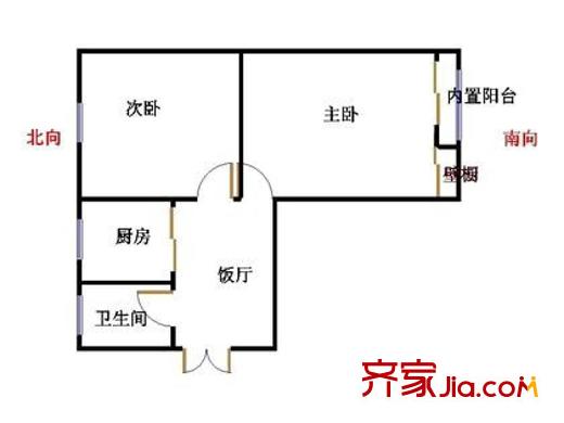 南沙沟小区户型图户型图 2室1厅1卫1厨