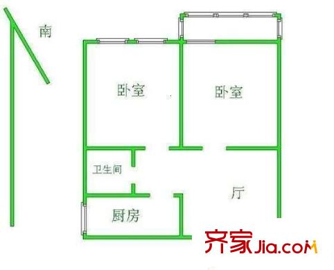 真武庙三里 2室 户型图