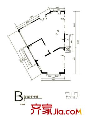 红山世家户型图11#B户型(售罄) 3室2厅5卫1厨