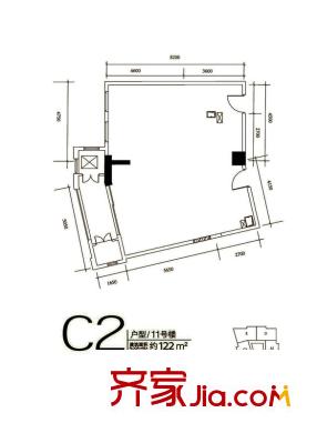红山世家户型图11#C2户型(售罄) 1室1厅1卫1厨