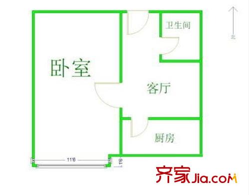 新海苑户型图户型图 1室1厅1卫1厨