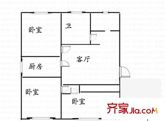 翠微路甲9号院户型图户型图 3室1厅1卫1厨