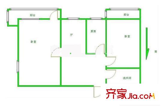 西三环北路82号院户型图户型图 2室1厅1卫1厨