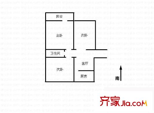 西三环北路82号院户型图户型图 3室1厅1卫1厨