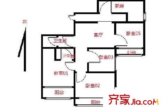 蓝色家族 4室 户型图