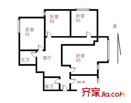 蓝色家族 4室 户型图