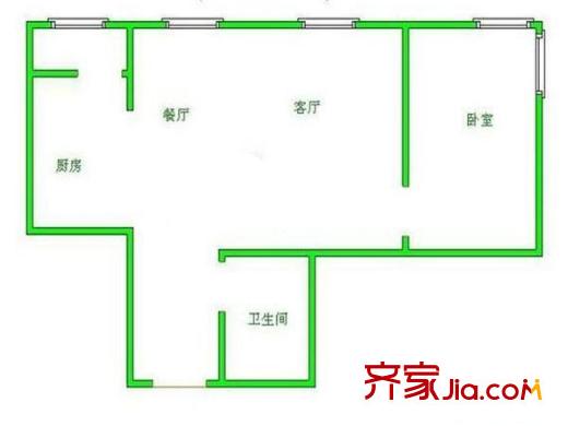 蓝色家族户型图1室 户型图 1室1厅1卫1厨