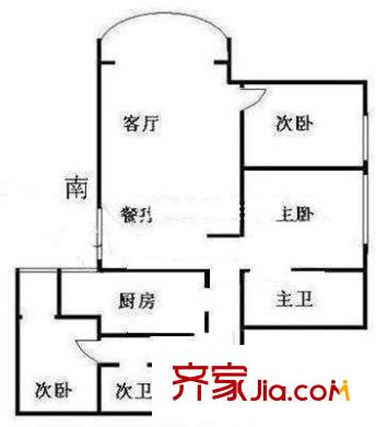 蓝色家族户型图户型图 3室2厅2卫1厨