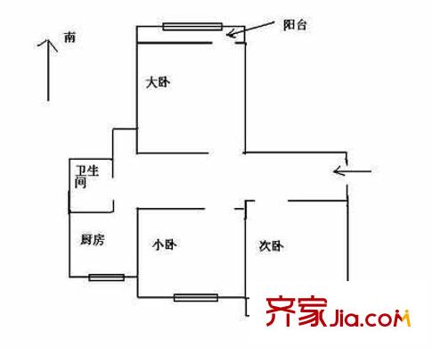海淀南路31号院户型图户型图 3室1厅1卫1厨