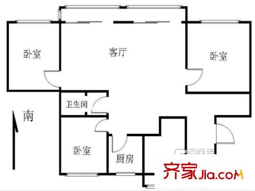 海淀南路31号院户型图户型图 3室1厅1卫1厨