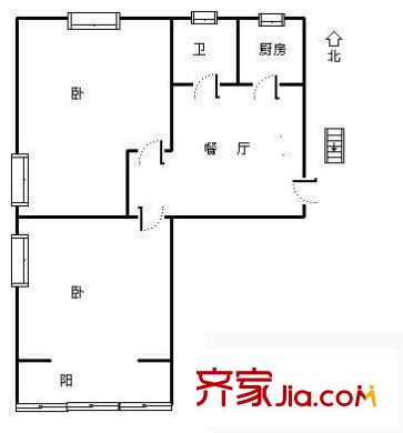 机场南路西里户型图户型图 2室1厅1卫1厨