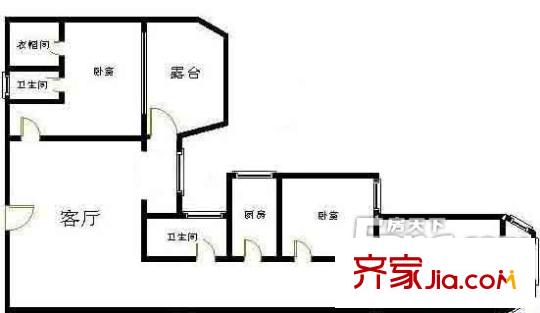英特公寓户型图3居户型图 3室1厅2卫1厨