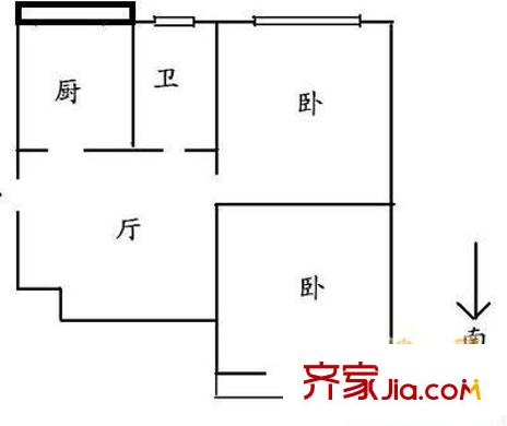 郝家湾小区户型图户型图 2室1厅1卫1厨