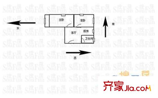 郝家湾小区户型图户型图 2室1厅1卫1厨