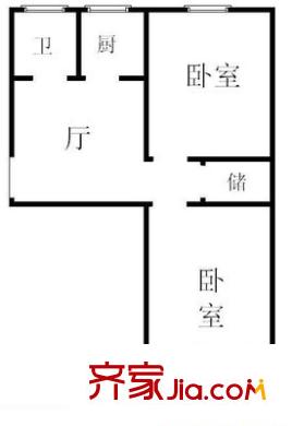 大慧寺21号院户型图户型图 2室1厅1卫1厨