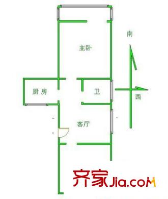 菜园北里 2室 户型图