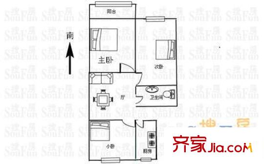 甘雨胡同 3室 户型图