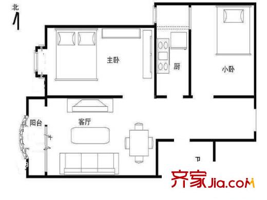 紫金数码 2室 户型图
