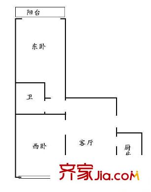 紫金数码 2室 户型图