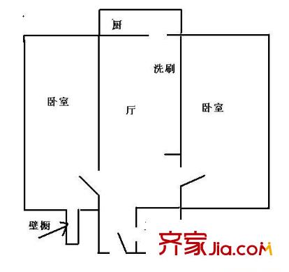 真武庙三里 2室 户型图