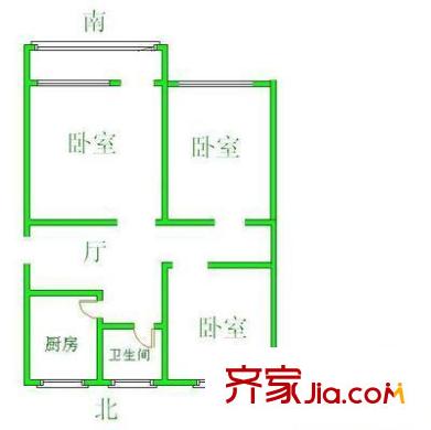 翠微路甲9号院户型图户型图 3室1厅1卫1厨