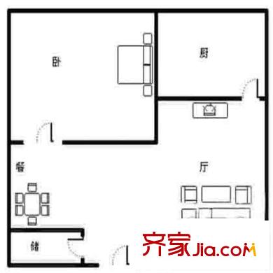 和谐雅园户型图户型图 1室2厅1卫1厨