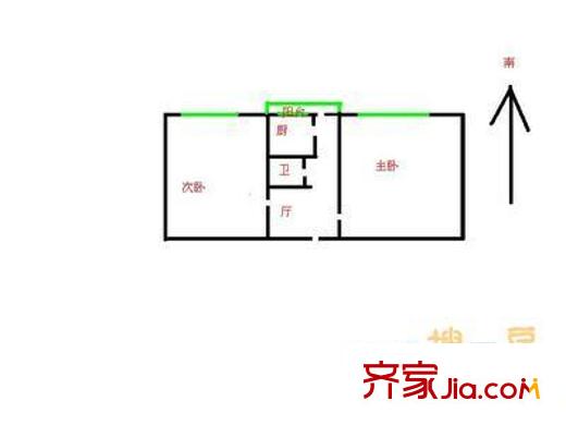 车公庄西路45号院户型图户型图 2室1厅1卫1厨