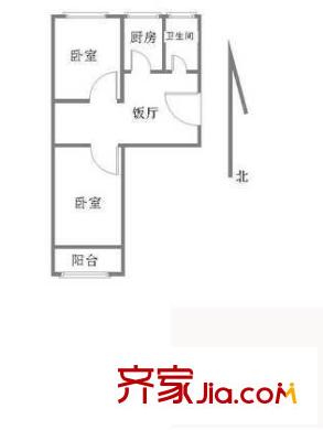 机场南路西里户型图户型图 2室1厅1卫1厨