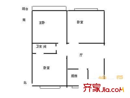 大慧寺21号院户型图户型图 3室1厅1卫1厨