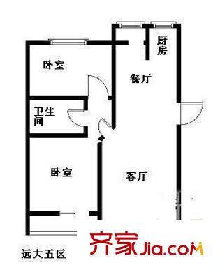 曙光花园望福园户型图户型图 2室2厅1卫1厨
