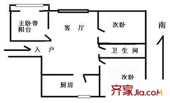 曙光花园望福园户型图户型图 3室1厅1卫1厨
