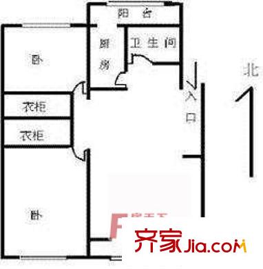 曙光花园望福园户型图户型图 2室1厅1卫1厨