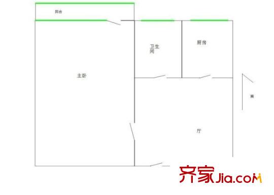 甘雨胡同 1室 户型图