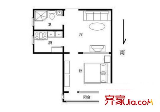 厂洼街1号院 1室 户型图