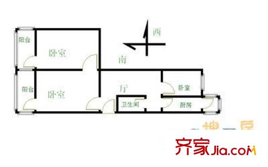 厂洼街1号院户型图户型图 3室1厅1卫1厨