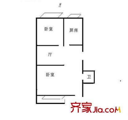 厂洼街1号院户型图户型图 2室1厅1卫1厨