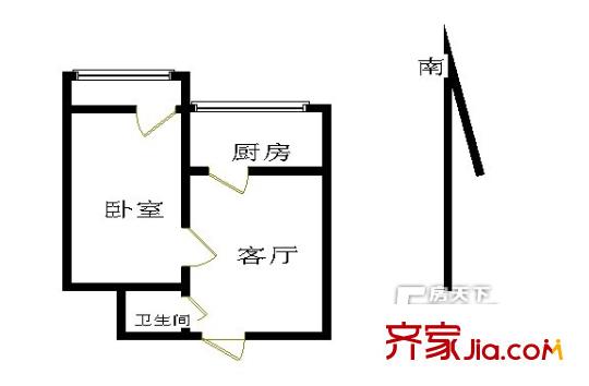 新兴东巷一居朝南01户型图