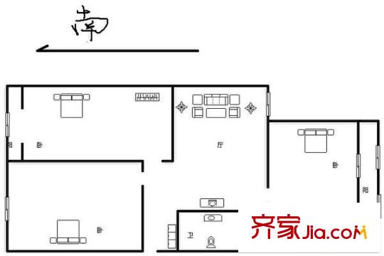 育新嘉园 2室 户型图