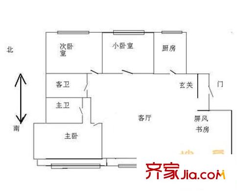 麗豪園戶型圖戶型圖 3室1廳2衛(wèi)1廚