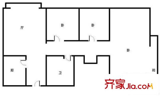 曙光花园望福园户型图户型图 3室1厅1卫1厨