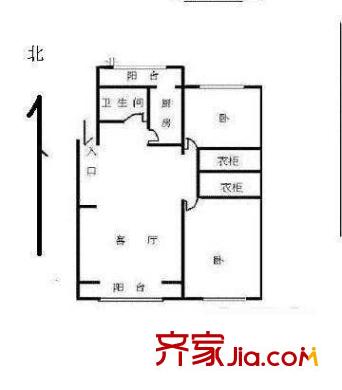 曙光花园望福园户型图户型图 2室1厅1卫1厨