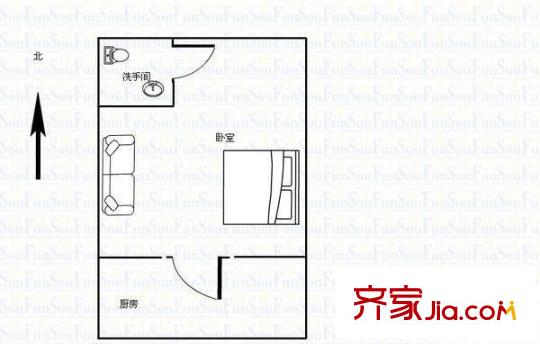 檀宫秀府 1室 户型图