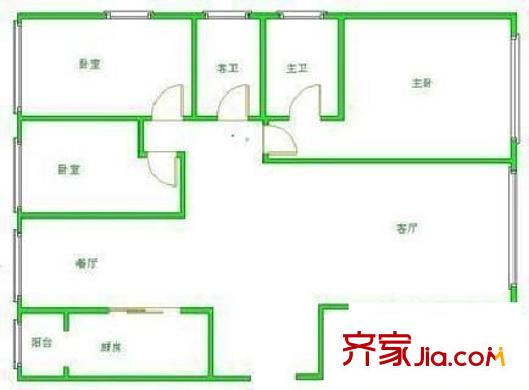 聆湖苑 3室 户型图