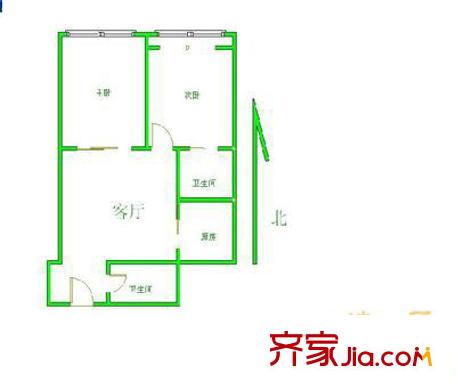 西四北大街160号户型图户型图 2室1厅2卫1厨