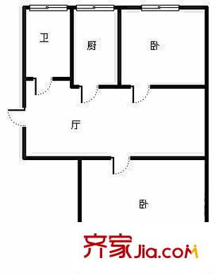电建南院户型图户型图 2室1厅1卫1厨