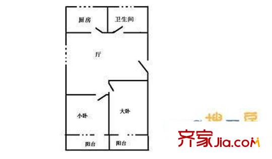 厂洼街1号院户型图户型图 2室1厅1卫1厨