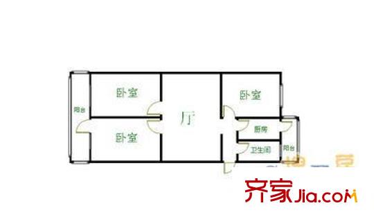 厂洼街1号院户型图户型图 3室1厅1卫1厨