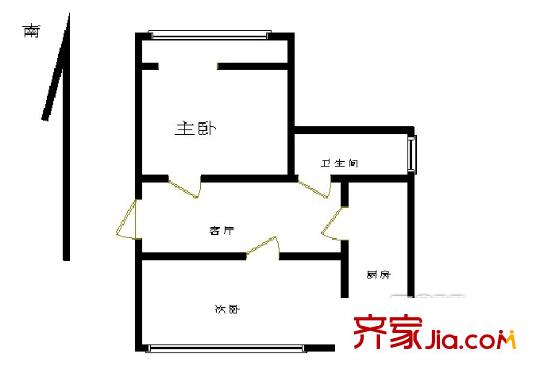 新兴东巷两居南北向01户型图