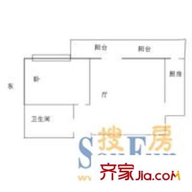 马甸经典家园 1室 户型图